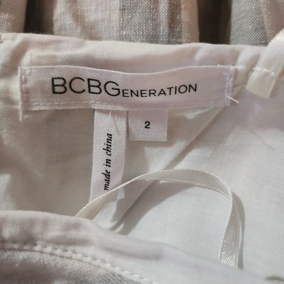 BCBG Ruched Front Pockets White Gray Strapless Dress Size 2 - Picture 3 of 4